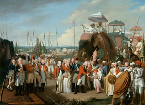 Der Empfang der Geiselprinzen von Mysore durch Generalleutnant Lord Cornwallis (1738-1805) ca. 1793 von Robert Home