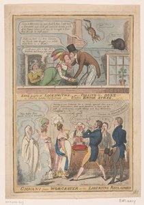 Karikatur über die Hochzeit des Marquis von Worcester und Anne Francis Culling Smith, 1822