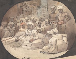 Skizze von Mahaji Sindia in seinem Zelt von Robert Mabon