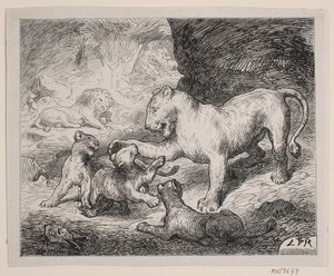 Löwenjunge. Illustration zu Chr. Winthers "Bilderbuch für Große und Kleine"