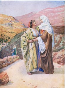 Ruth und Naomi, aus Das Bibelbilderbuch, veröffentlicht von Thomas Nelson, ca. 1950