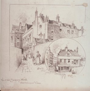 Rückansicht des Old Blakeney Head Inn, Bartholomew Close, London, ca. 1900