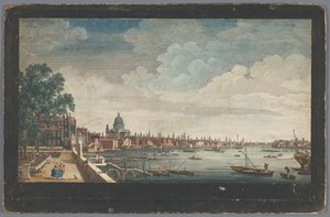 Ansicht der London Bridge über die Themse in London, gesehen vom Garten des Somerset House von Robert Sayer