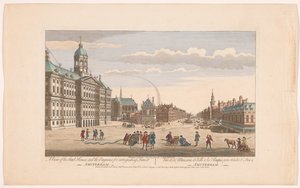 Ansicht des Rathauses in Amsterdam mit Feuerwehrleuten auf dem Dam (Serie: Holland) von Robert Sayer