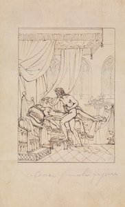 Studie einer schlafenden Frau in ihrem Zimmer und eines Mannes, der über ihrem Bett steht von Robert Smirke