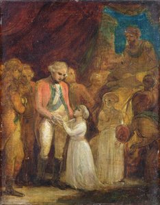 Die beiden Söhne von Tipu Sahib, Sultan von Mysore, werden General Cornwallis als Geiseln übergeben, ca. 1792 von Robert Smirke