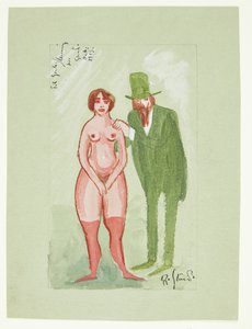 Rosa Dame und grüner Mann