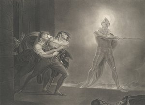 Hamlet, Horatio, Marcellus und der Geist, Shakespeare, Hamlet, erstmals veröffentlicht 1796, neu aufgelegt 1852