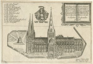 Lichfield Kathedrale - Südansicht: Kupferstich, undatiert [17. Jahrhundert]