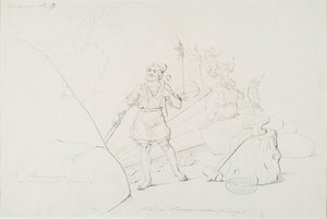 Ilmarinen schmiedet den Sampo; Originalzeichnung für die Serie "Kalewala, Finsk National-dikt, dargestellt in Zeichnungen von R.W.Ekman" von Robert Wilhelm Ekman