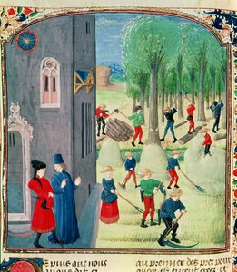 Ms. Lat 1173 Heuernte und Holzhacken, aus den Stunden von Charles d