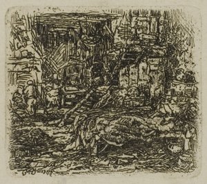 Innenraum eines Bauernhauses von Rodolphe Bresdin