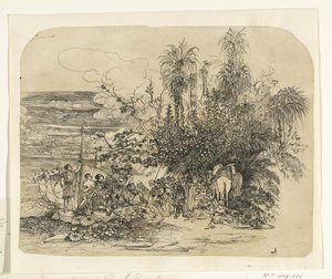 Landschaft mit einer Gruppe ruhender Orientalen mit ihren Pferden und Kamelen von Rodolphe Bresdin