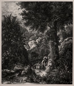 Ruhe auf der Flucht nach Ägypten mit einem gesattelten Esel, 1871