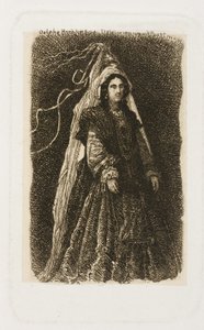 Frau in fantastischem mittelalterlichem Kostüm