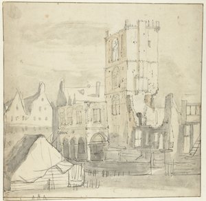 Ruinen des alten Rathauses, Amsterdam, nach dem Brand von 1652 von Roelant Roghman (attributed to)