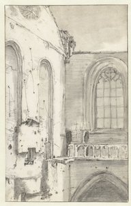 Ansicht des Querschiffs der Nieuwe Kerk, Amsterdam, nach dem Brand von 1645 von Roelant Roghman (attributed to)