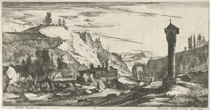 Berglandschaft mit Säule von Roelant Roghman