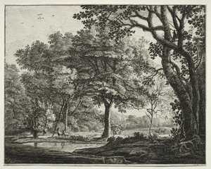 Sechs Ansichten im Wald von Den Haag: Platte 6, Zwei Hirsche von Roelant Roghman