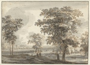 Waldlandschaft mit Hirten am Fluss von Roelant Roghman
