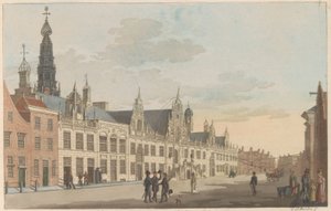 Ansicht der Breestraat in Leiden, ca. 1825 von Roelof van der Meulen