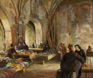 Markt in einer stillgelegten Kirche in Frankreich von Roger Eliot Fry