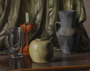 Stillleben mit Kerze und Tontöpfen, 1921 von Roger Eliot Fry