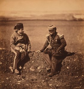Französischer General Cisse, Stabschef von General Pierre Bosquet, und Adjutant, Porträt während des Krimkriegs, Krim, Ukraine von Roger Fenton