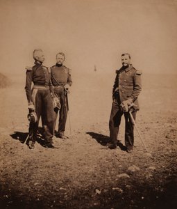 Französische Generäle Labousiniere und Beuret stehen mit einem dritten Offizier, Krimkrieg, Krim, Ukraine
