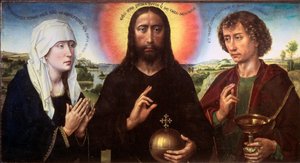 Christus Erlöser zwischen der Jungfrau und dem heiligen Johannes dem Evangelisten (das Triptychon Braque), ca. 1450 von Rogier van der Weyden