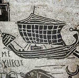 Ein Schiff aus Alexandria im Hafen von Ostia