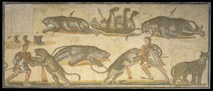 Kampf zwischen Gladiatoren und Wildkatzen, 320 n. Chr. von Roman
