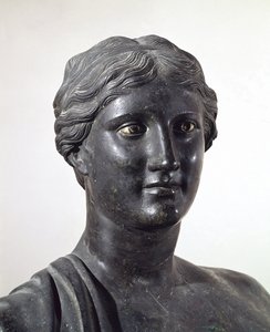 Büste der Sappho, Bronzestatue, aus der Villa der Papyri, Herculaneum, Kampanien, Italien, römische Zivilisation von Roman