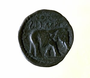 Karthagische Münze, die einen Elefanten darstellt. 3. oder 2. Jahrhundert v. Chr. von Roman