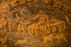 Kyklopen-Bodenmosaik, Villa Romana del Casale, Piazza Armerina, Sizilien, Italien (Foto) von Roman