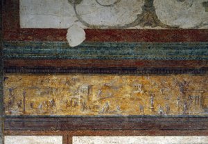 Detail eines Frieses aus dem Tablinum, 40-20 v. Chr. (Fresko)