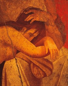 Detail des Freskos, das Geißelungen darstellt, Zweiter Pompejanischer Stil, aus der Villa der Mysterien, Pompeji, Kampanien, Römische Zivilisation von Roman