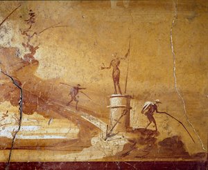 Angelszene (Detail) einer monochromen Freske aus Herculaneum (Ercolano) 1. Jahrhundert v. Chr.