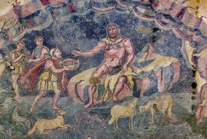 Bodenmosaik, das das Vestibül des Polyphemus darstellt (Mosaik) von Roman