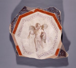 Fresko von Amor mit zwei Stöcken und einem Eimer