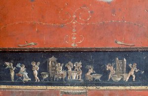 Fries mit Darstellungen von Cupidos, Haus der Vettii, Pompeji (Unesco-Welterbeliste) von Roman
