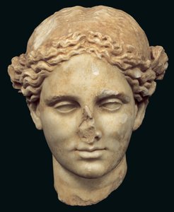 Kopf von Apollo Sauroktonos (der Eidechsentöter), Kopie einer griechischen Bronze des 4. Jahrhunderts von Praxiteles, gefunden in Kifissia von Roman