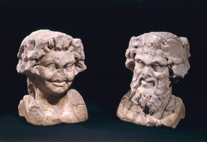 Kopf von Bacchus und ein Satyr von einer hermatischen Säule von Roman
