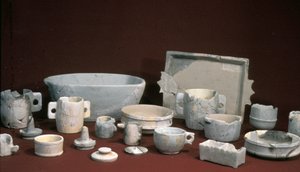 Haushaltsgegenstände, gefunden in der Oberstadt von Jerusalem, frühes 1. Jahrhundert von Roman