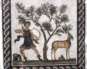 Jagdszene mit einer Gazelle (Mosaik)