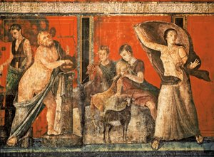 Einweihungsriten des Dionysos-Kults, Fresko aus der Villa Dei Mysteri von Roman