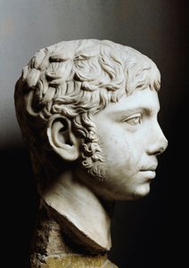 Marmorkopf von Elagabal oder Heliogabal (Marcus Aurelius Antoninus oder Heliogabalus) (204-222 n. Chr.) - Rom, Musei Capitolini - Kopf des Kaisers Elagabalus (204-222) auch bekannt als Heliogabalus (Varius Avitus Bassianus) - Marmorskulptur - Musei Capitol von Roman