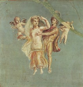 Mars und Venus mit Cherubinen auf blauem Hintergrund, aus Herculaneum von Roman