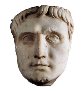 Maske von Kaiser Augustus (Caius Julius Caesar Octavianus Augustus), 63 v. Chr. - 14 n. Chr. (Marmorskulptur) von Roman