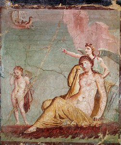Nemesis, Göttin der Rache, zeigt Theseus